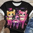thumbnail image 6 of YueHuiYing Women's Valentine's Day Heart Cute Cat Print Short Sleeve Crew Neck Short Sleeve Crew Neck Top/Shirt, 6 of 6