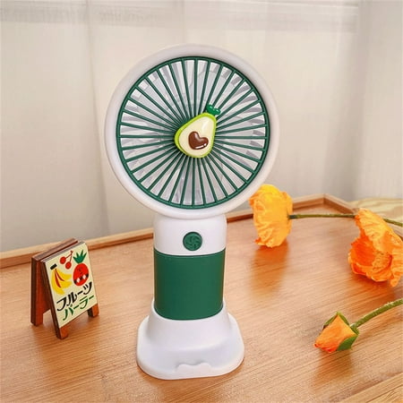 

Gifts Hand-held Outdoor Slim And Light Cartoon Fruit Cute Mini USB Rechargeable Portable Handheld Fan Pocket Fan GREEN