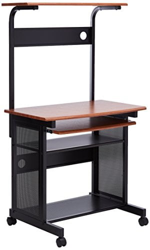 Metal and Wood Computer Desk Cart with Storage and Casters by Coaster 7121 