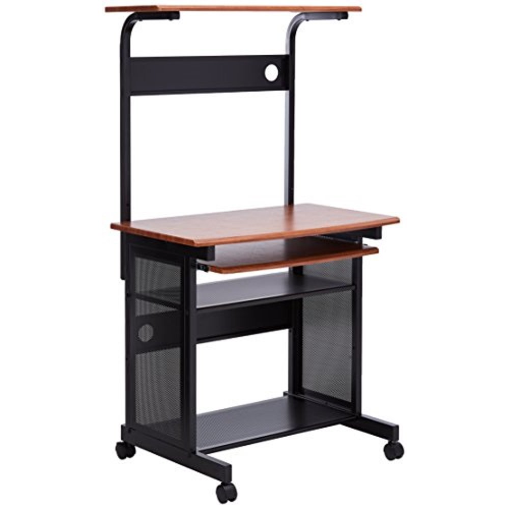 coaster casual honey/black computer desk with casters