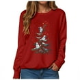 thumbnail image 4 of Kaprioy Sweatshirts for Women Snow Tree Prints Fall Fashion Clothing Long Sleeve Shirt Christmas Gift Pullover Tops Red, S, 4 of 6