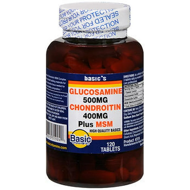 Basic Vitamins Glucosamine 500 mg Chondroitin 400 mg Plus MSM Tablets