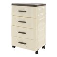 thumbnail image 3 of Creamy Yellow+Brown 4 Tier Plastic Drawer Storage Organizer, Storage Cabinet with 4 Universal Wheels, 4-Drawers Cabinet for Dresser Closet Bathroom Dorm Bedroom Laundry Room, 3 of 17