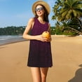 thumbnail image 3 of Easygdp Dark Purple Glitter para Vestido Transpirable de Mujer, Vestido Suelto de Manga Corta con Pliegues y Bolsillos para el Verano, 3 of 7