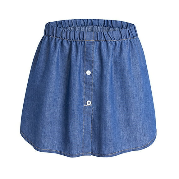 ZPAQI Women Denim False Hem Layering Fake Top Lower Sweep Skirt Half Shirt Extenders
