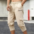 thumbnail image 2 of FRSASU Mens Workout Jogger 3/4 Capri Pants Drawstring Elastic Waist Running Pant with Multi Pockets Khaki, 2 of 7