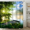 thumbnail image 3 of Nature Shower Curtain Green Plants Tropical Forest Landscape Hanging Curtain Polyester Fabric Bathroom ration Set With, 3 of 7