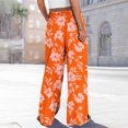 thumbnail image 4 of Cagogo Women's High Waisted Wide Leg Palazzo Pants Flowy Floral Summer Casual Long Trousers Beach Lounge Vacation Wear Fashion Clothes, Orange 2XL, 4 of 8