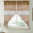 thumbnail image 2 of Brown Wood Grain Swag Valances for Windows, Kitchen Window Curtains Over Sink, Country Retro Wooden Plank Farmhouse Window Treatment Curtains for Living Room/Bedroom Curtains 2 Panel Sets 36"x45", 2 of 8