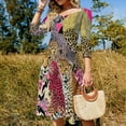thumbnail image 4 of Cheetahs Pink Floral Jungle Print Women's Fall Dresses Casual Loose Flowy Swing Shift Dress, 4 of 9