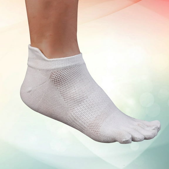 IDEANATEGRATE 32Pcs Socks For Men Low Cut Toe Socks 5 Finger Breathable Cotton For Running Walking