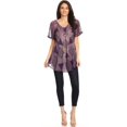 thumbnail image 5 of Sakkas Allegra Women's Short Sleeve Loose Fit Casual Tie Dye Blouse Tunic Shirt - 19209-Ltpurple - One Size, 5 of 5