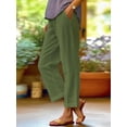 thumbnail image 2 of Frontwalk Cotton Casual Pants for Women Elastic Waist Wide Leg Pants Comfy Straight Leg Pants Army Green XL, 2 of 5