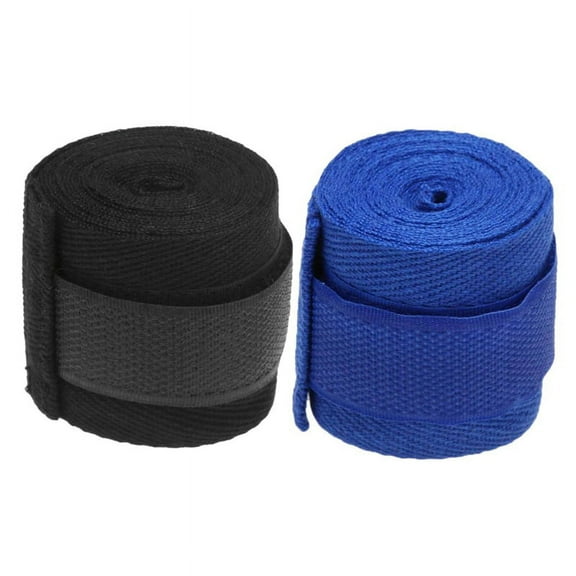 2Pcs 2.5M Eslatic Cotton Sports Strap Boxing Bandage for Muay Thai Taekwondo Hand Gloves Wraps - Blue & Black,2*Boxing Bandage,Blue & Black