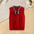 thumbnail image 2 of Mercatoo Knitted Vests for Kids Boys Girls V Neck Sweater Vest Sleeveless Ribbed Pullover Knitwear School 𝗨niform Clothes, 2 of 5