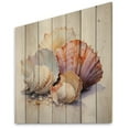 thumbnail image 2 of Designart "Watercolor White Seashells composition I" Animals Print on Natural Pine Wood, 2 of 5
