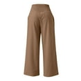 thumbnail image 3 of Women's Solid Color Elastic High Waist Wide Pants Casual Wide Leg Long Casual Belt Pocket Pants Set for Women Casual Sweat Track Pants Casual Pants for Women with Pockets Petite Beach Pants Petite, 3 of 4