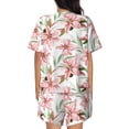 thumbnail image 3 of Naloa Lilies Flowers Women's Short-Sleeved Pajama Set, Loungewear, Summer pajamas, Breathable Cozy - 3X-Large, 3 of 9
