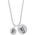 thumbnail image 1 of Delight Jewelry Silvertone Capital Letter - F - Pebble Disc - Silvertone Script Initial Disc - G - Charm Necklace, 20"+3", 1 of 4