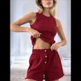 thumbnail image 4 of Conjunto de Dos Piezas de Verano para Mujer: Top Corto Sin Mangas y Pantalones Cortos Casuales, Rojo, Talla M, 4 of 10