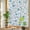 White, Blue, Brown, variant on Window Privacy Film for Home Office Static Cling, Teal Blue Daisy Flowers Decorative Stained Glass Window Film for Large Sliding Door Spring Floral Elegant Pastoral 29.5 x 118 Inches