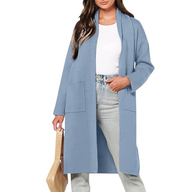 Puntoco Abrigo Mujer Otoño E Invierno Recto Cardigan Botón Bolsillo Abrigo Liquidación Puntoco Puntoco-1
