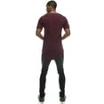 thumbnail image 3 of JC DISTRO Men's Hipster Cotton Elong Drop-Cut Scallop-Tail Short Sleeve Crewneck T-Shirts (upto 3XL) WINE 3XLarge, 3 of 4