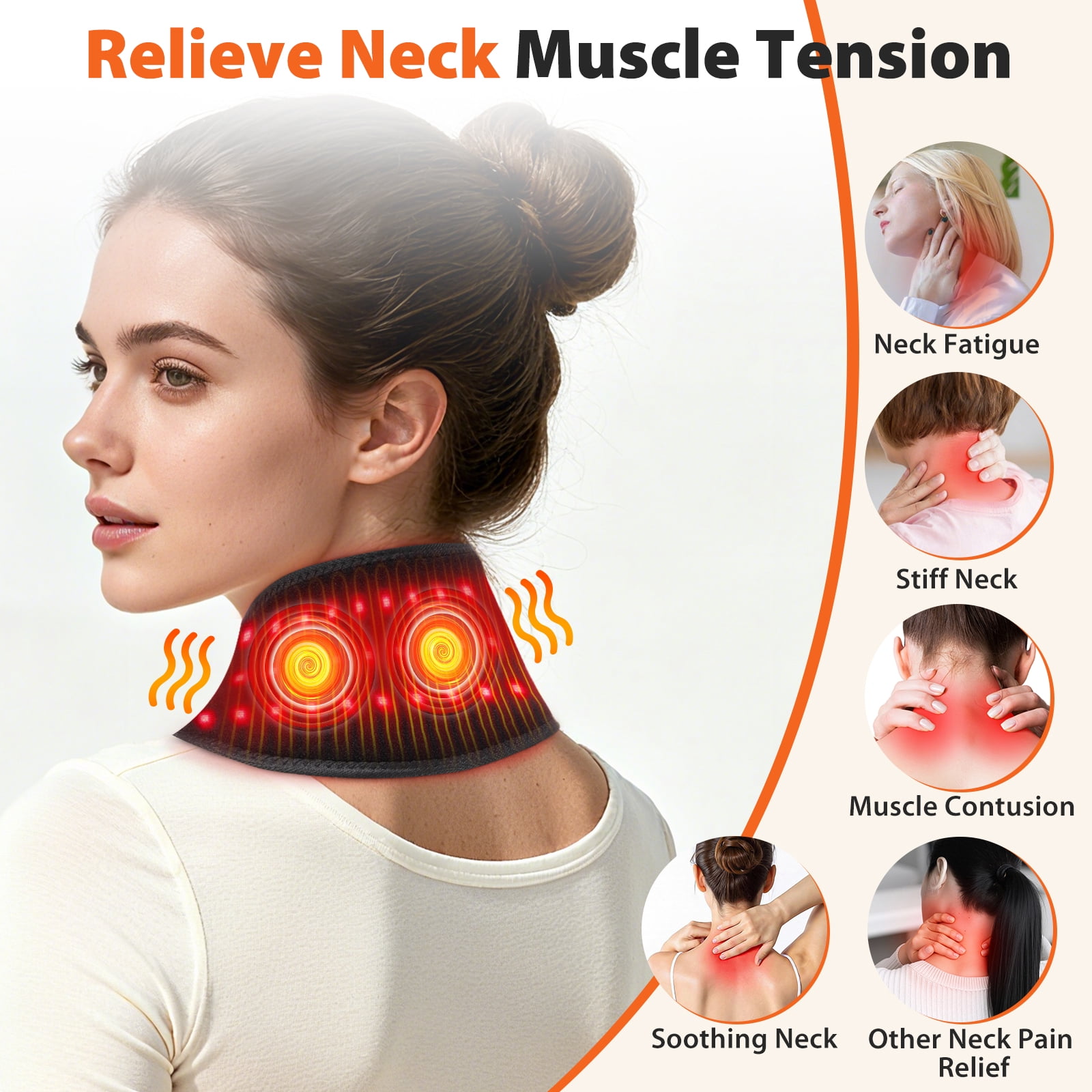 Cordless Neck Heating Pad, Neck Heated Massager with Heat Vibration Massage for Neck Relief, 3000mAh Battery Heating Pad for Neck, Ideal for Shoulders, Lower Back, Legs, and Arms