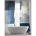 thumbnail image 5 of Abstract Art Sheer Curtains 84 Inches Long 2 Panels Color Block Blue Gary Collage Oil Painting Light Filtering Semi Sheer Window Curtains Drapes for Bedroom Living Room 52"x84", 5 of 7