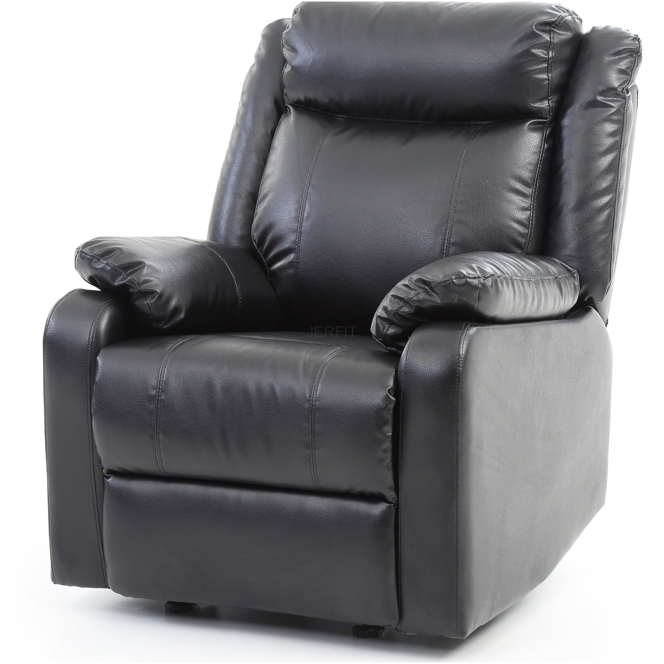 JERFIT Modern Recliner Chair Single PU Leather Lounge Chair with Padded Arms and Back, Foam Cushion, Black