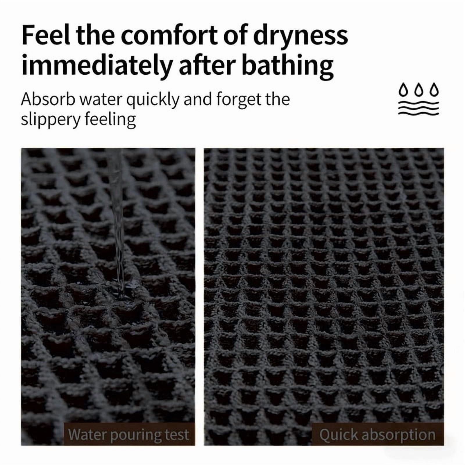 Muddy Rug, Boho Bathroom Decor Rug with Tassels: Waffle Weave Bath Mat, Ultra-Soft, Non-Slip, Super Absorbent & Quick Dry for Bathroom Floor, Machine Washable, 24"x72", Black