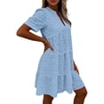 thumbnail image 4 of Plus Size Maxi Dresses for Womens 2026 Summer Fashion Solid Short Sleeve V-Neck Lace Lightweight Maxi Wedding Guest Dresses, 4 of 8