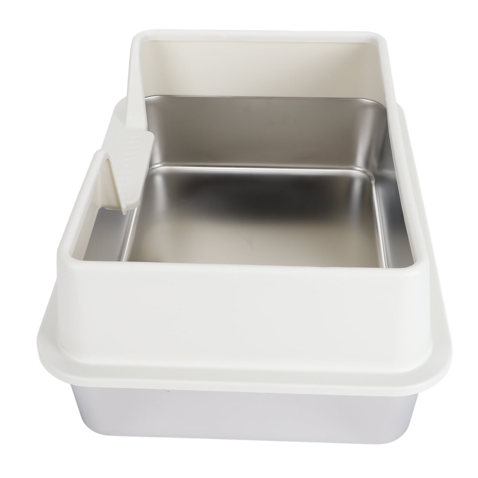 BOKYAN Stainless Steel Cat Litter Box Enclosed High Sided Anti Splashing Pet Pan, Easy to Clean Rectangle Toilet for Small Medium Cats, 20.47 inches / 52 cm Length, White