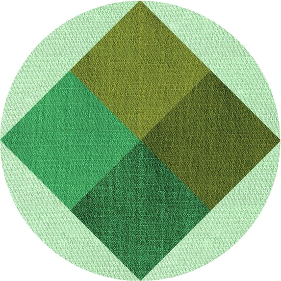 Ahgly Company Indoor Square Patterned Dark Lime Green Area Rugs, 3' Square