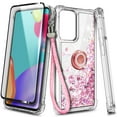 thumbnail image 5 of Nagebee Case for Samsung Galaxy A52 5G/A52 4G/A52s with Tempered Glass Screen Protector (Full Coverage), Sparkle Glitter Liquid Bling Diamond [Ring Holder & Wrist Strap] Girls Case (Rose Gold), 5 of 6