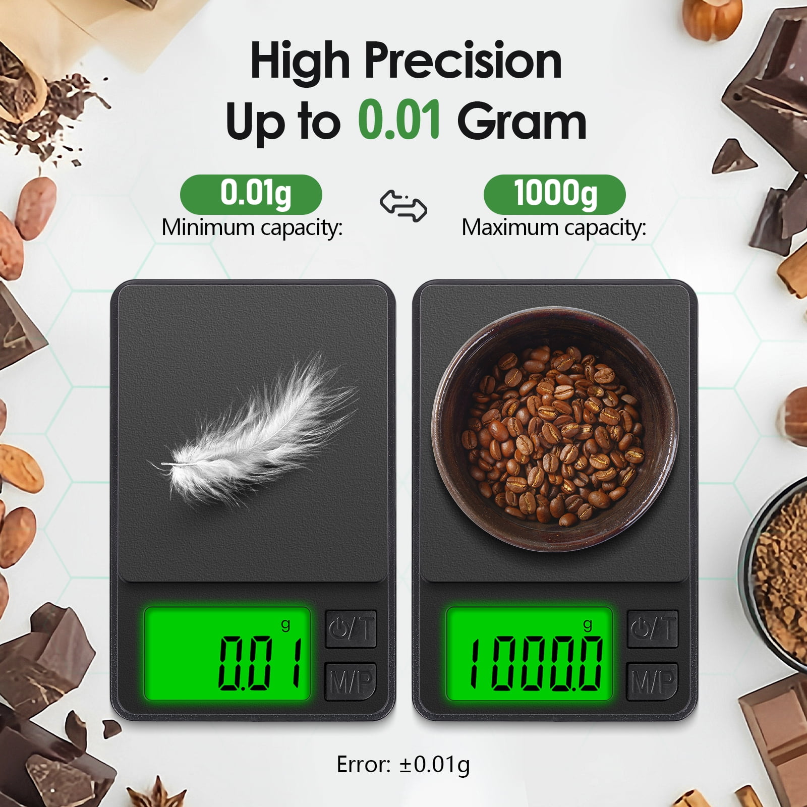 Digital Mini Pocket Scale, Gram Jewelry Gold Scale 1000g*0.01,Kitchen Food Scale Black for Power Gold Coin