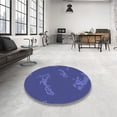 thumbnail image 4 of Ahgly Company Machine Washable Indoor Round Transitional Sapphire Blue Area Rugs, 5' Round, 4 of 7