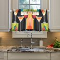 thumbnail image 2 of Yayeee Kitchen Curtains Tier Pair Light Filtering 27"x36" Rod Pocket Short Cafe Window Panel, Art Cocktails, 2 of 7