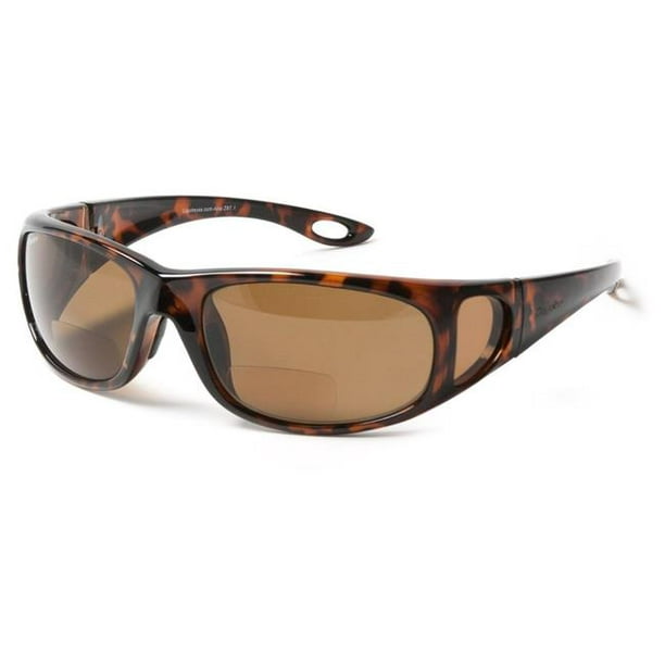 Coyote Eyewear 680562096354 BP-17 Plus 2.00 Polarized Bi-focal Reading Sunglasses&#44; Tortoise & Brown