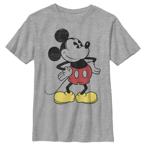 Boy's Mickey & Friends Classic Mickey Distressed  Graphic Tee Athletic Heather Medium