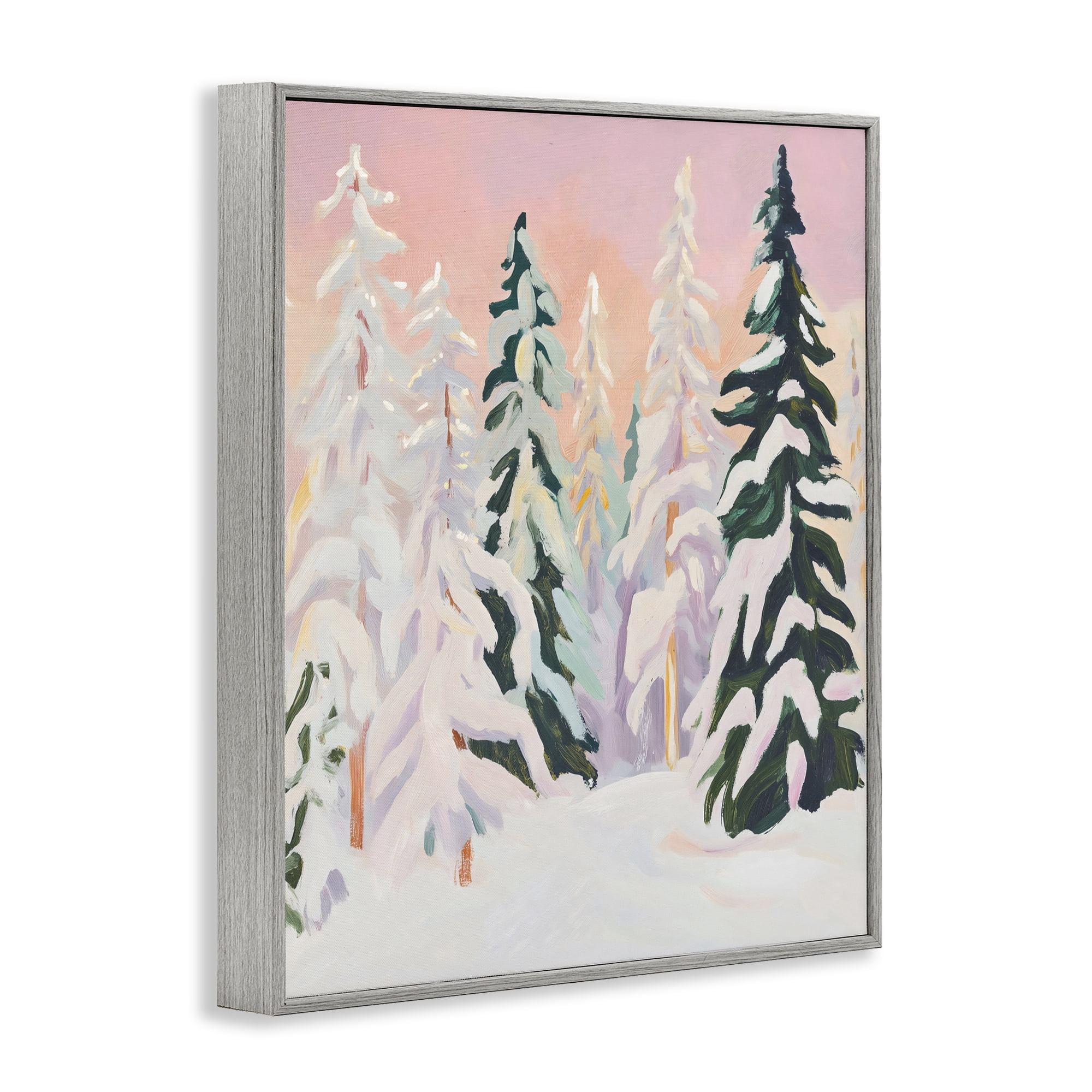 Stupell Industries Peachy Pastel Winter Forest Gray Framed Giclee Art, design by The Prints Vibe