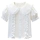 thumbnail image 1 of Odeerbi Camisa de Vestido de Algodón de Las Niñas Flor Bordado de Manga Corta Uniforme de La Escuela Con Bolsillo, 1 of 9