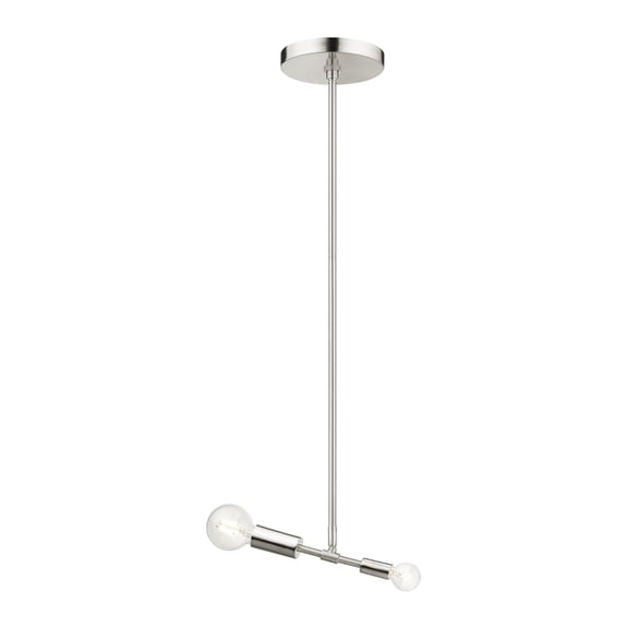 Livex Lighting 2 Light Brushed Nickel Mini Pendant, 46432-91 - 9.5" L x 7" W x 10.75" - 58.75" Adj. H
