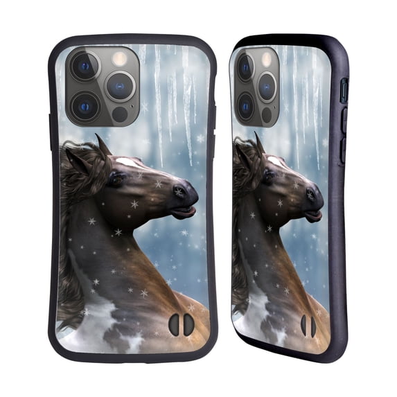 Head Case Designs Officially Licensed Simone Gatterwe Horses In The Snow Hybrid Case Compatible with Apple iPhone 14 Pro