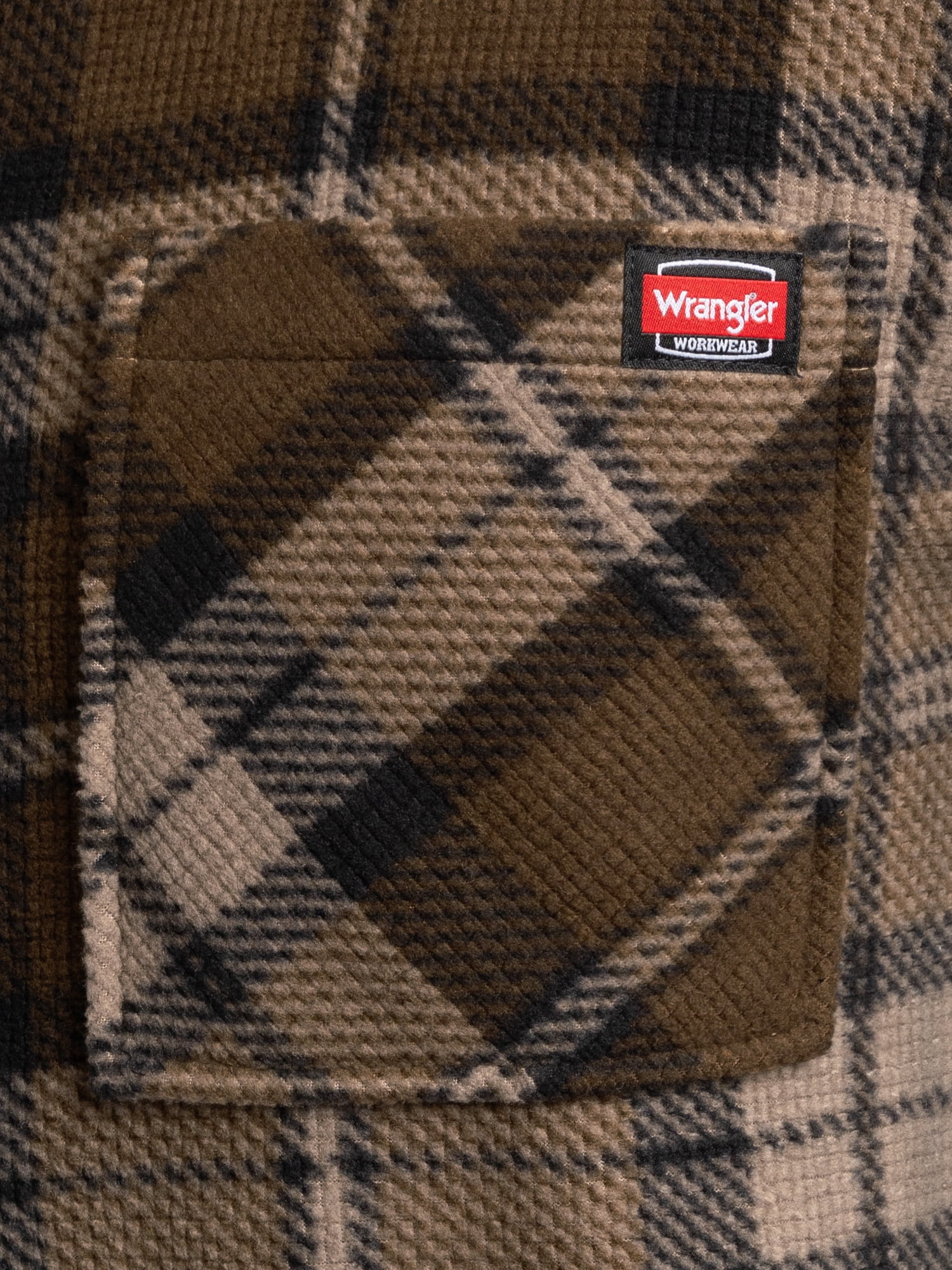 Wrangler Workwear Men's Button-up Bonded Flannel Texture Long Sleeve Overshirt, Size S-3XL