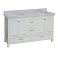 thumbnail image 2 of Paige 60" Double Bathroom Vanity with White Cabinet and Carrara Marble Top, 2 of 6