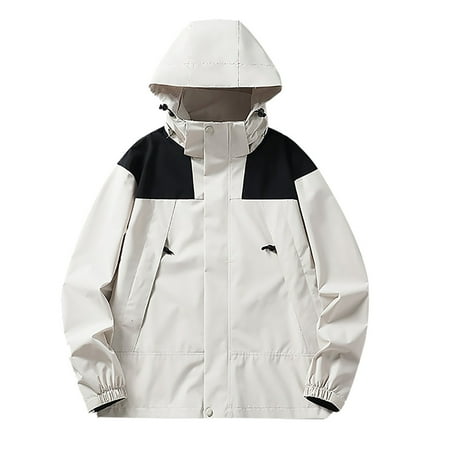 Kayannuo Waterproof Jackets for Women Clearance Coats for Women Winter Fashion Women Comfortable Casual Color Block Interchange Jacket Drawstring Pocket Long Sleeve Hooded Casual Outwear Jackets