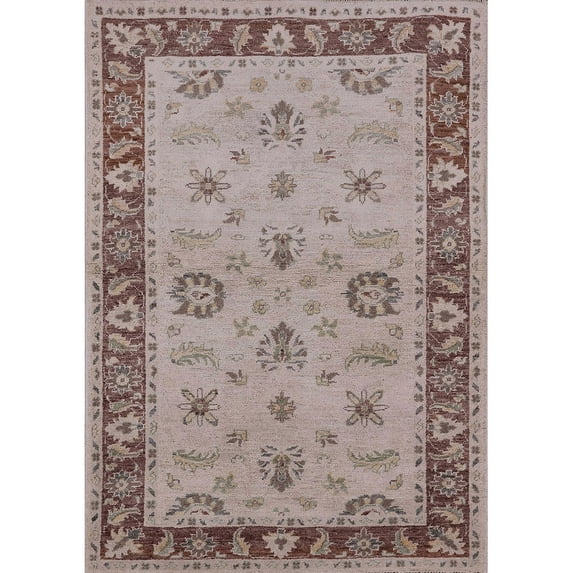 Ahgly Company Indoor Rectangle Mid-Century Modern Puce Purple Oriental Area Rugs, 3' x 5'