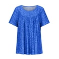 thumbnail image 6 of zfwon Tshirts for Women Plus Size Summer Blouse Short Sleeve Crew Neck Pleated T-Shirt Round Neck Tunic Tops Casual Loose Floral Printed Tunic Blouse Shirts Comfy Tee Shirt, 6 of 7