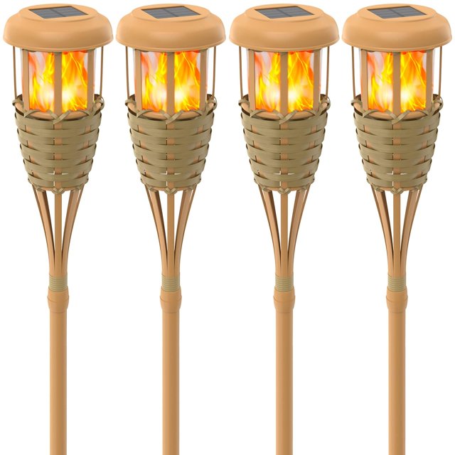 Linterna solar para exteriores Evelynsun, llama parpadeante, 142 cm